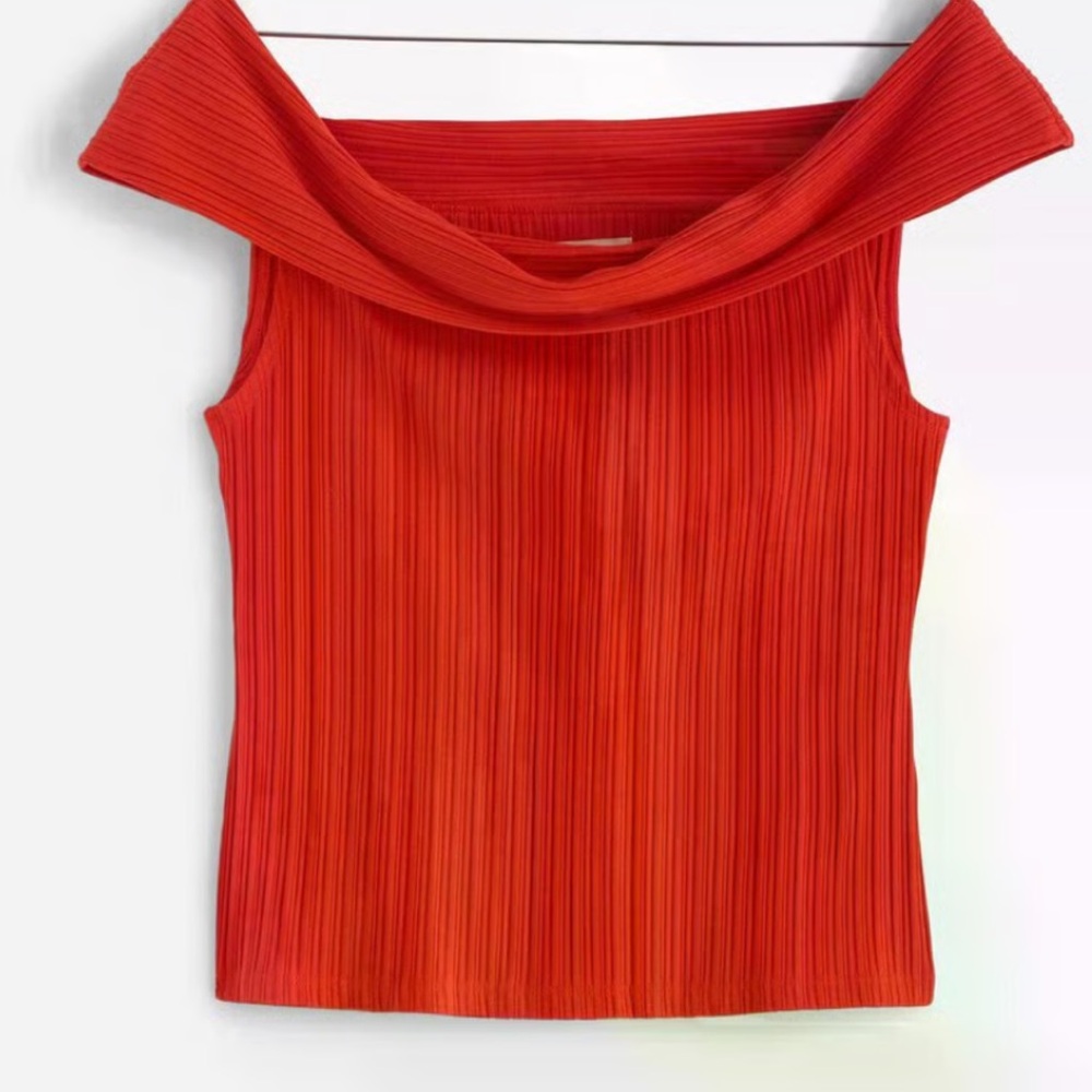 Madewell Vibrant Red Off-Shoulder Blouse